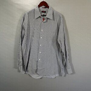 J Garcia Shirt Mens XXL Black White Stripe Classic Fit Wrinkle Free Long Sleeve